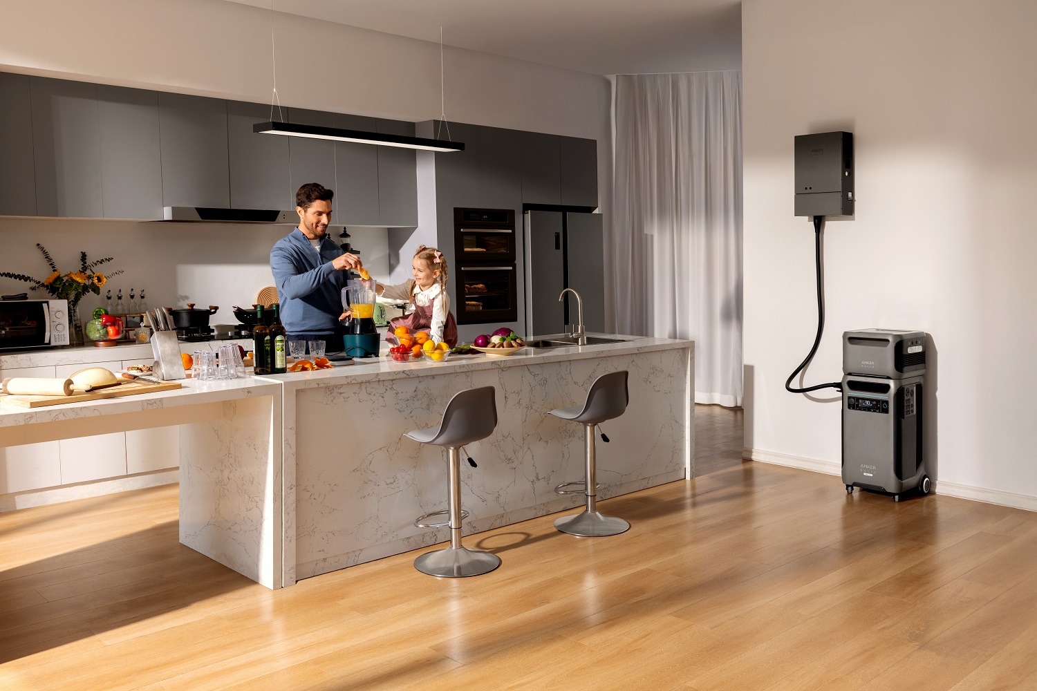 Anker 2025 Innovation Showcase: Smart Tech to Power Your Life 3 The Anker SOLIX F3800 Plus Portable Power Station in the kitchen.