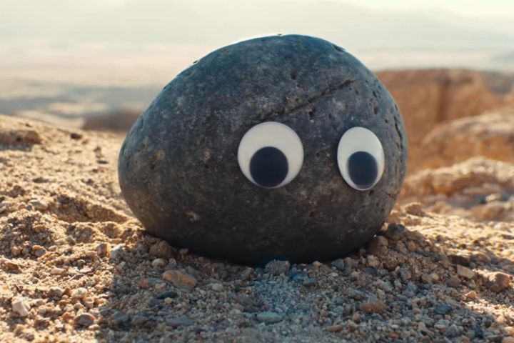 A rock with googly eyes "Everything everywhere at once."
