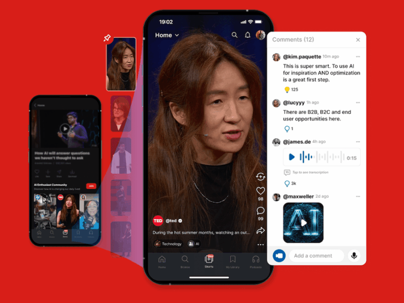 TED's app has launched a short-form video feature before a possible ticket ban