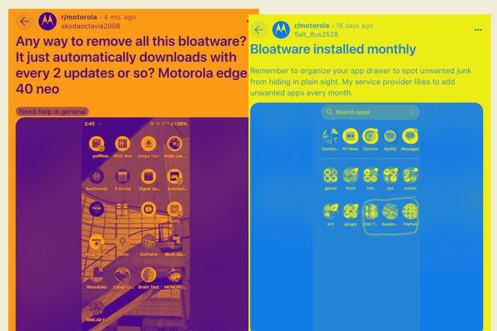Sample of user complaints about Motorola phone. Set 5.