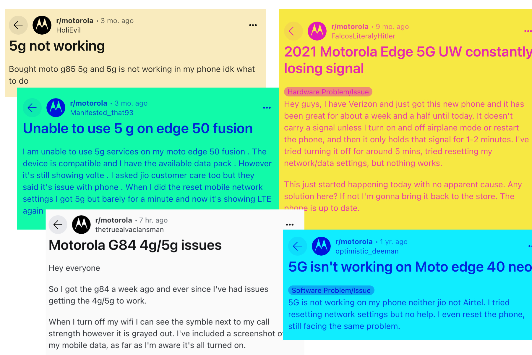 Motorola phone has 3 serious problems that need to move away in 2025 7 Sample of user complaints about Motorola phone. Set 4.