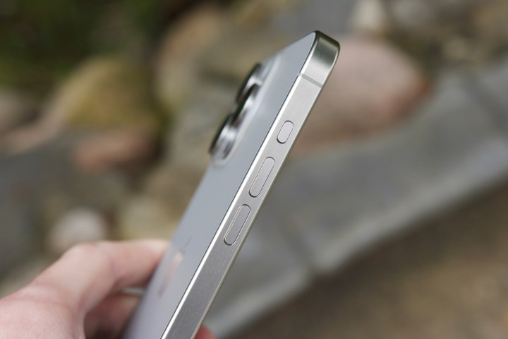 5 things that can change smartphones forever in 2025 6 Close-up of action button on iPhone 15 Pro Max.
