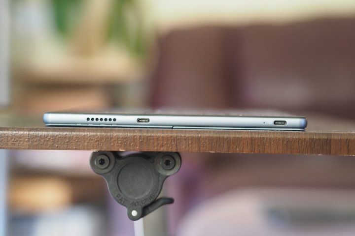 Lenovo IdeaPad Duet 5i left side showing ports and speaker.