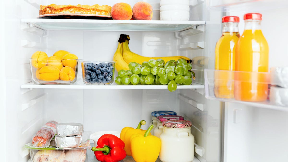 Refrigerator filled with fruits