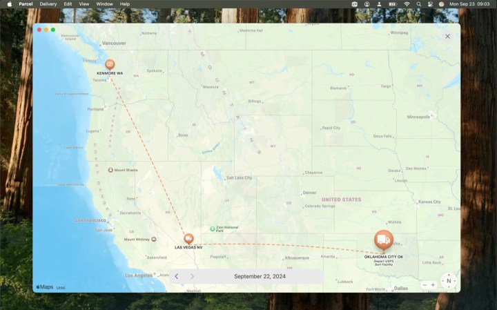 Map view in parcel app for Mac