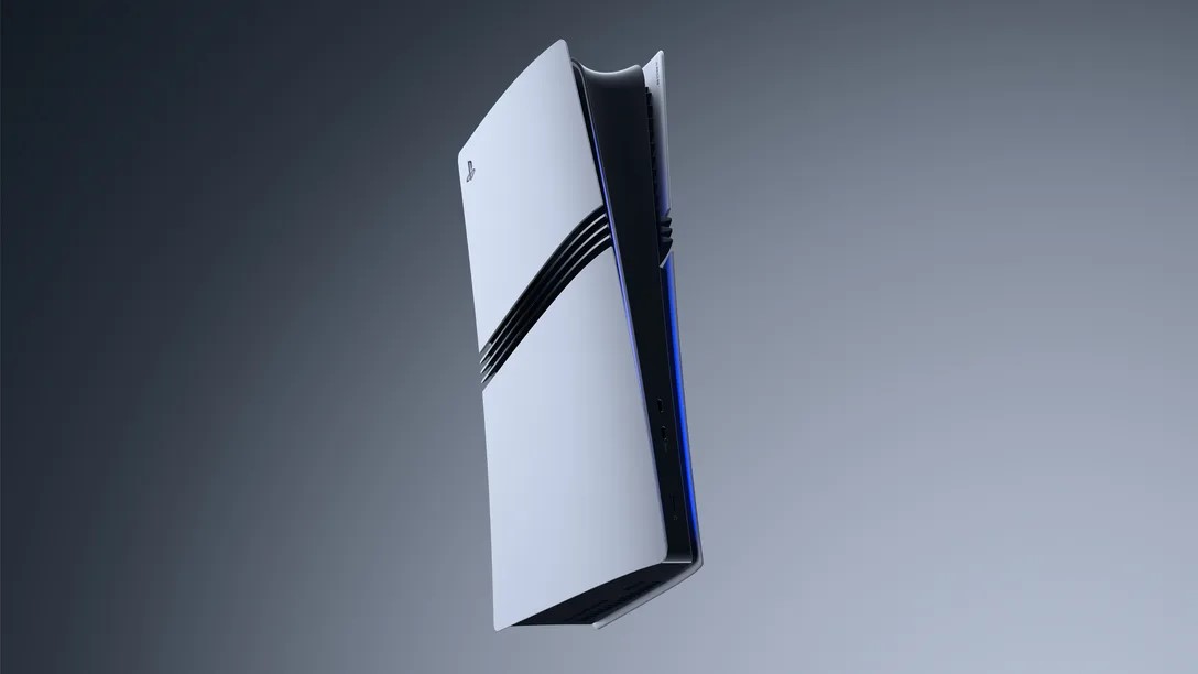 Beyond the Hype: The Real Best-Selling Games on Every Console 22 A PS5 Pro that's floating in front of a gray background. It's turned to the side.