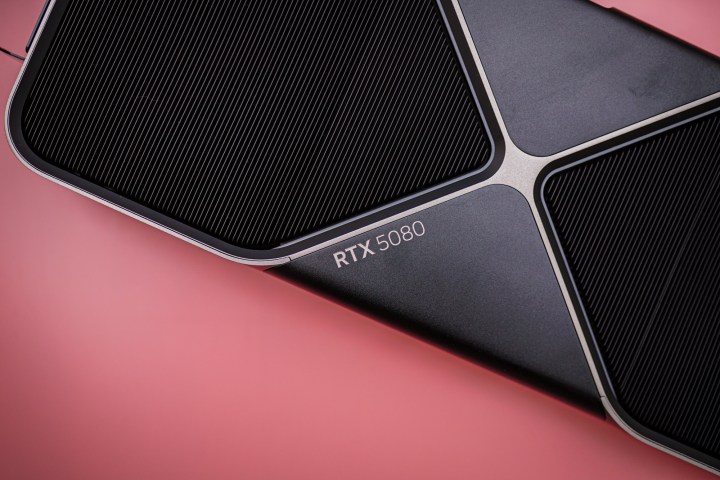 Logo on Nvidia GeForce RTX 5080.