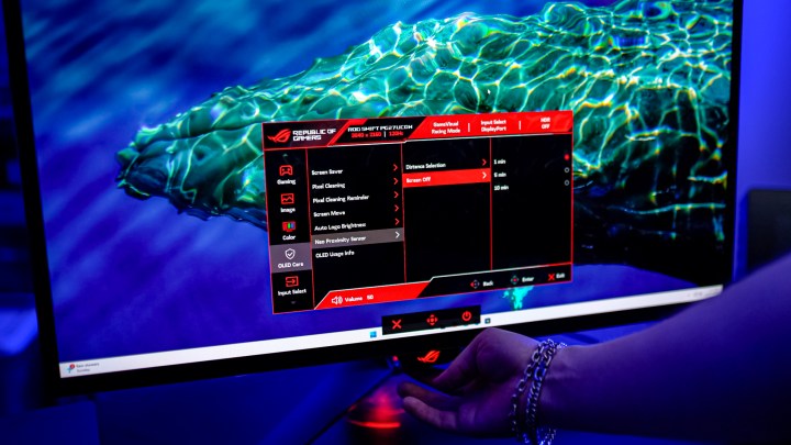 I'm gaming on a 27 -inch 4K OLED monitor for last week, and it's fantastic 3 On-screen display on Asus Rog Swift PG27UCDM.